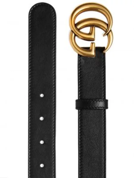 Kožený pásek Gucci s přezkou černý