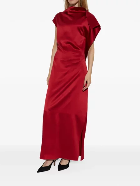 Rochie maxi Sportmax de mătase drapată roșu