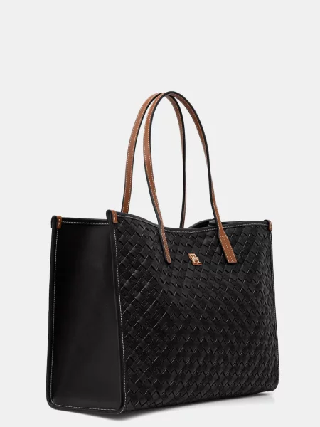 Tommy Hilfiger Geantă shopper TH CITY cu adaos de piele negru