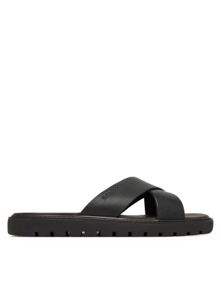 Calvin Klein Чехли Sq Molded Sandal Xcross Lth черен