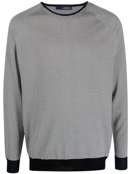 Pulover Lardini cu dungi cu decolteu în U albastru