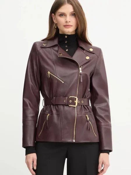 Elisabetta Franchi geacă ramones de piele bordo