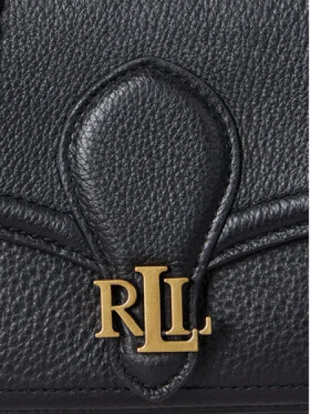 Bőr bőr táska Lauren Ralph Lauren fekete