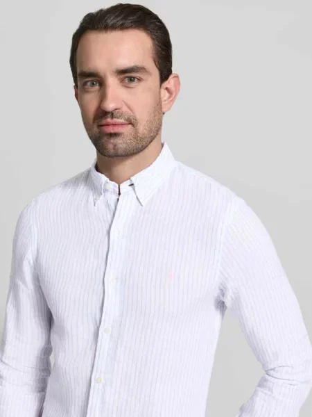 Koszula casualowa o kroju slim fit z czystego lnu Polo Ralph Lauren błękitna