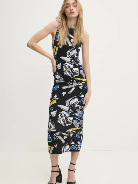Moschino Jeans sukienka maxi dopasowana czarny