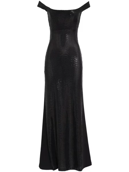 Rochie maxi Gloria Coelho plasă de costum negru