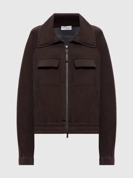 Спортивна куртка з шовком Brunello Cucinelli коричнева