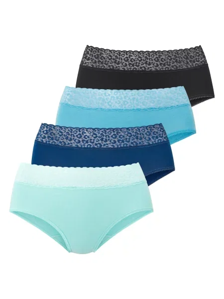 LASCANA Slip bleumarin / albastru deschis / verde mentă negru