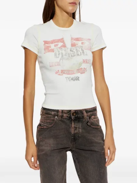 Tricou Diesel cu imagine alb