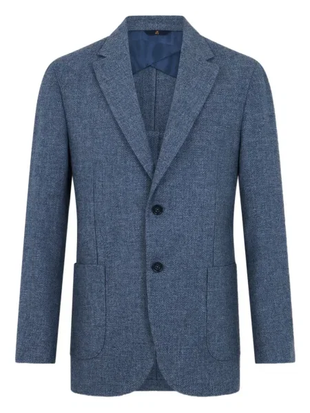 Sacou Brooks Brothers de lână cu model herringbone albastru