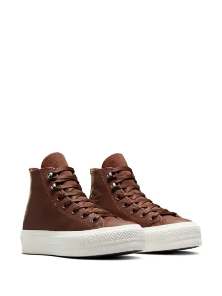 Кожени бягане маратонки Converse Chuck Taylor All Star на платформе бяло
