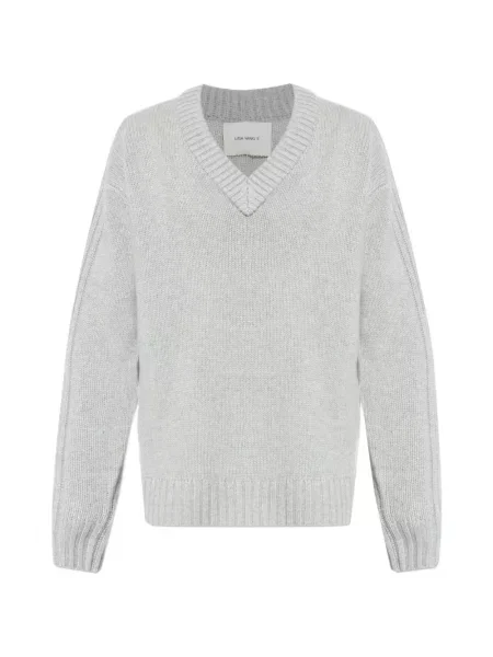Pulover Lisa Yang tricotate cu decolteu în V gri