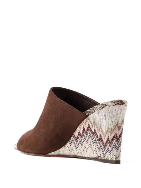 Papuci tip mules Missoni din piele de căprioară maro