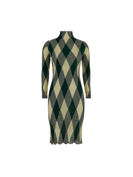 Sukienka Burberry z wzorem argyle zielona