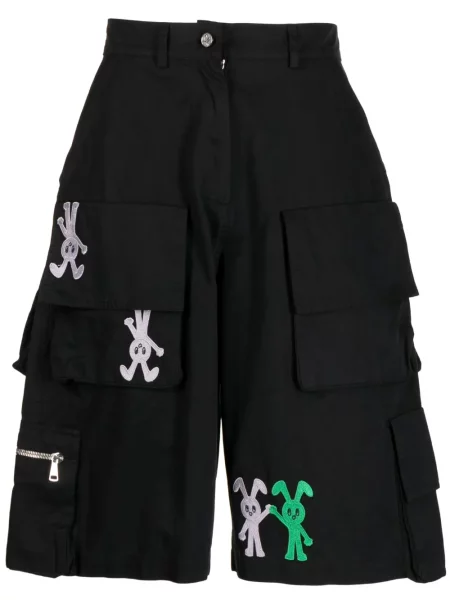 Haftowane szorty cargo Natasha Zinko czarne