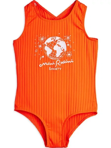 Mini Rodini jednodílné plavky dětské Society oranžové