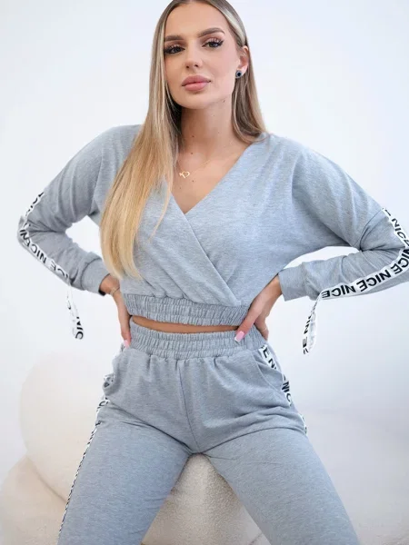 Komplet dresowy Kesi w paski szary