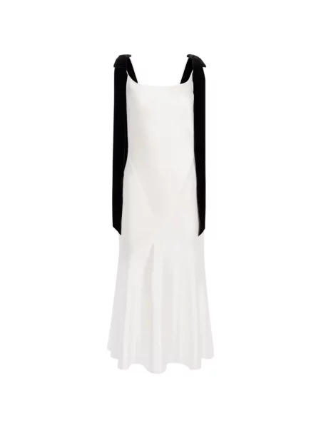 Rochie midi Nina Ricci cu funde din satin alb
