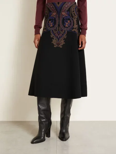 Etro Pletená Sukně / béžová / tmavě modrá černá