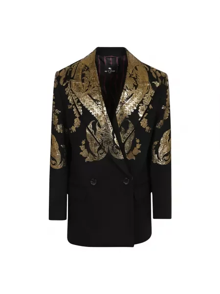 Marynarka Etro z kaszmiru z wzorem paisley czarna