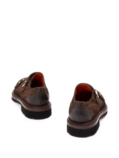 Pantofi loafer Santoni cu bretele maro