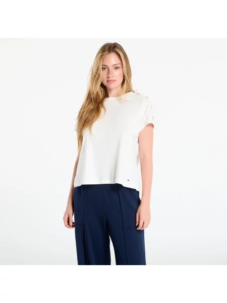 Tommy Hilfiger T-shirt Gold Button Écru zlatna