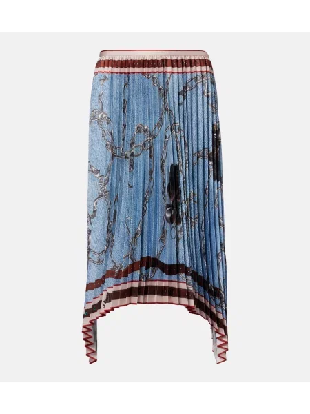 Spódnica plisowana Acne Studios z nadrukiem do kolan niebieska