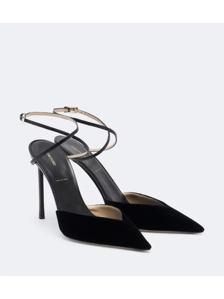 Pantofi cu toc Tom Ford de catifea slingback negru