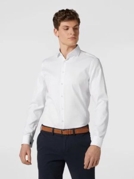 Koszula biznesowa o kroju slim fit z diagonalu Jake*s biała