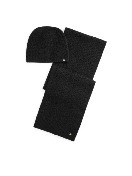 Set Fular și Căciulă LAUREN RALPH LAUREN negru