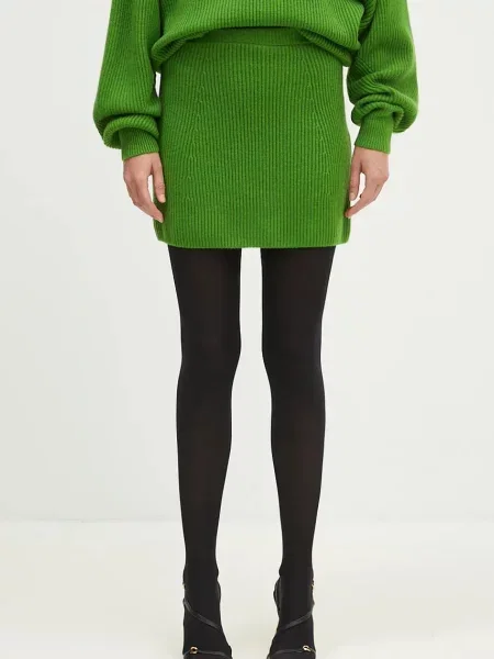 Sportmax fustă de lână Teiera mini drept verde