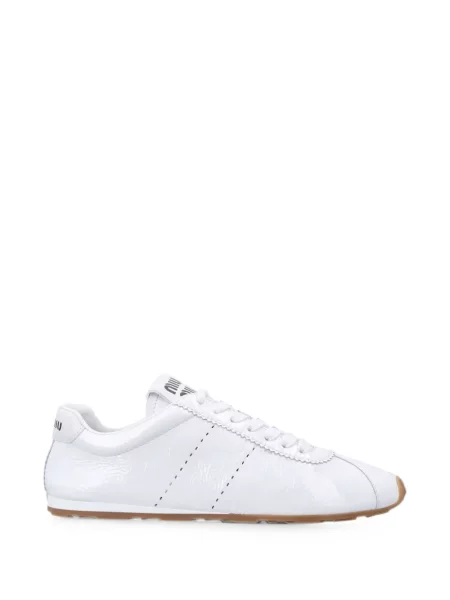 Sneakerși Miu Miu din piele de căprioară alb