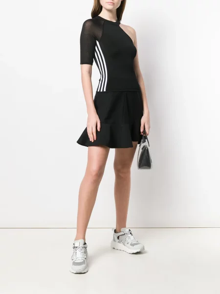 Cropp top Adidas cu un umăr gol cu nervuri negru