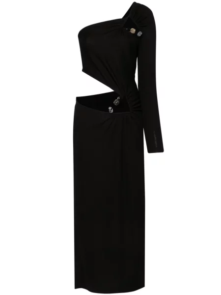 Rochie maxi Christopher Esber asimetrică negru