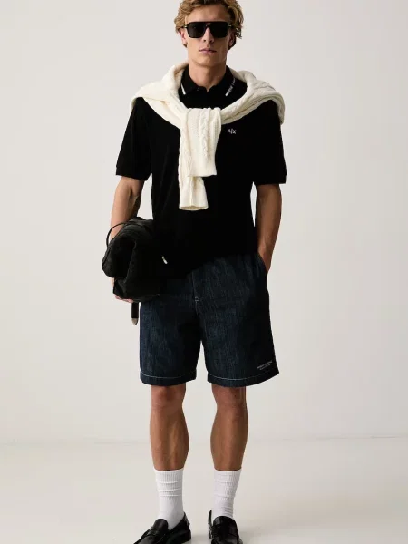 Tricou polo Armani Exchange negru