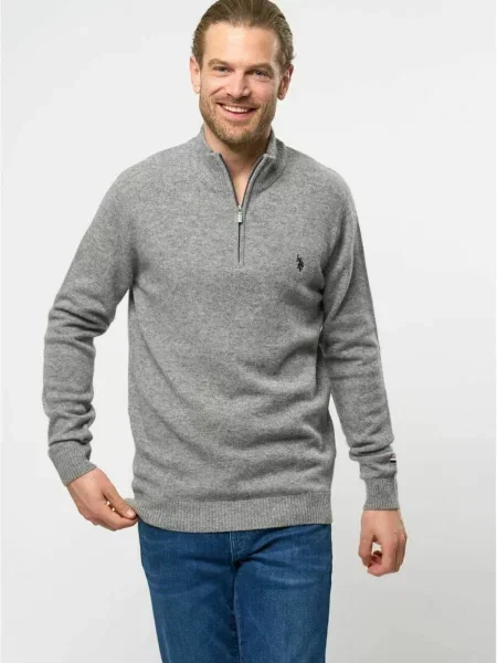 U.S. POLO ASSN. Pulóver UMKevin melír szürke