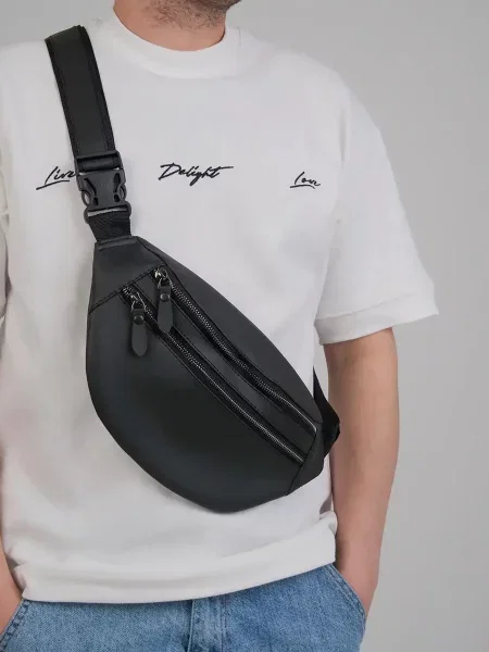 Кожаная поясная сумка Tobeyou черная