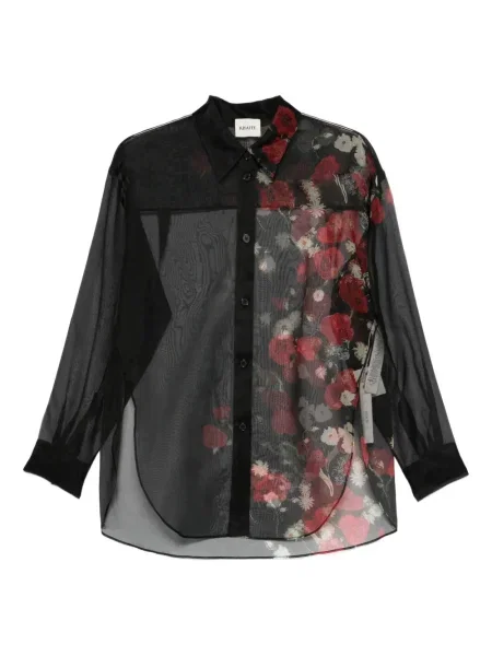 Cămașă Khaite cu model floral transparente negru