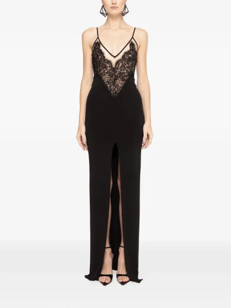 Rochie maxi Nissa din dantelă de costum negru