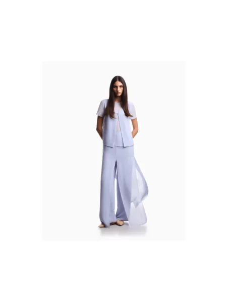 Bluzka Emporio Armani z okrągłym dekoltem fioletowa