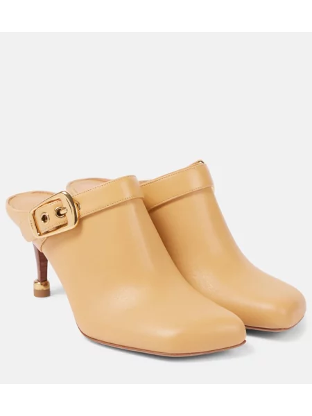 Papuci tip mules Chloé din piele maro