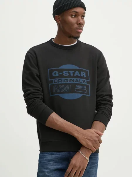Mikina G-Star Raw s potiskem černá