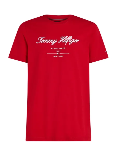 Tommy Hilfiger Tricou Script Logo roșu