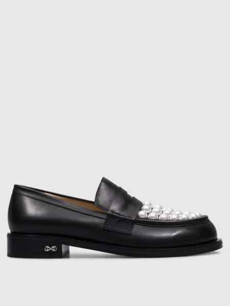 Шкіряні лофери SIRENE з намистинами Mach&mach чорні
