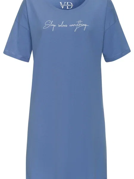 VIVANCE Spalna srajca svetlo modra bela