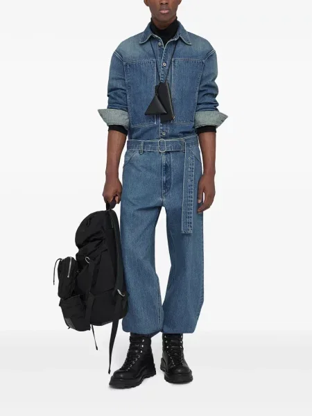 Cu centură blugi cu picior larg Jil Sander albastru