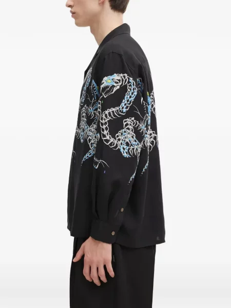 Cămașă Wacko Maria cu imagine cu imprimeu animal print negru