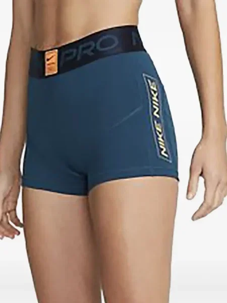 Pantaloni scurți Nike alergare cu talie înaltă în carouri albastru