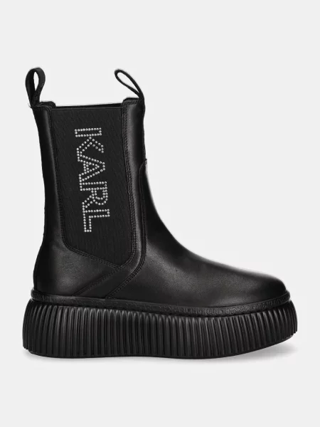 Kožené čižmy Karl Lagerfeld čierna