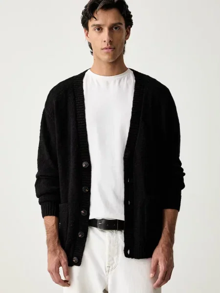 Guess Jeans cardigan pentru bărbați din negru